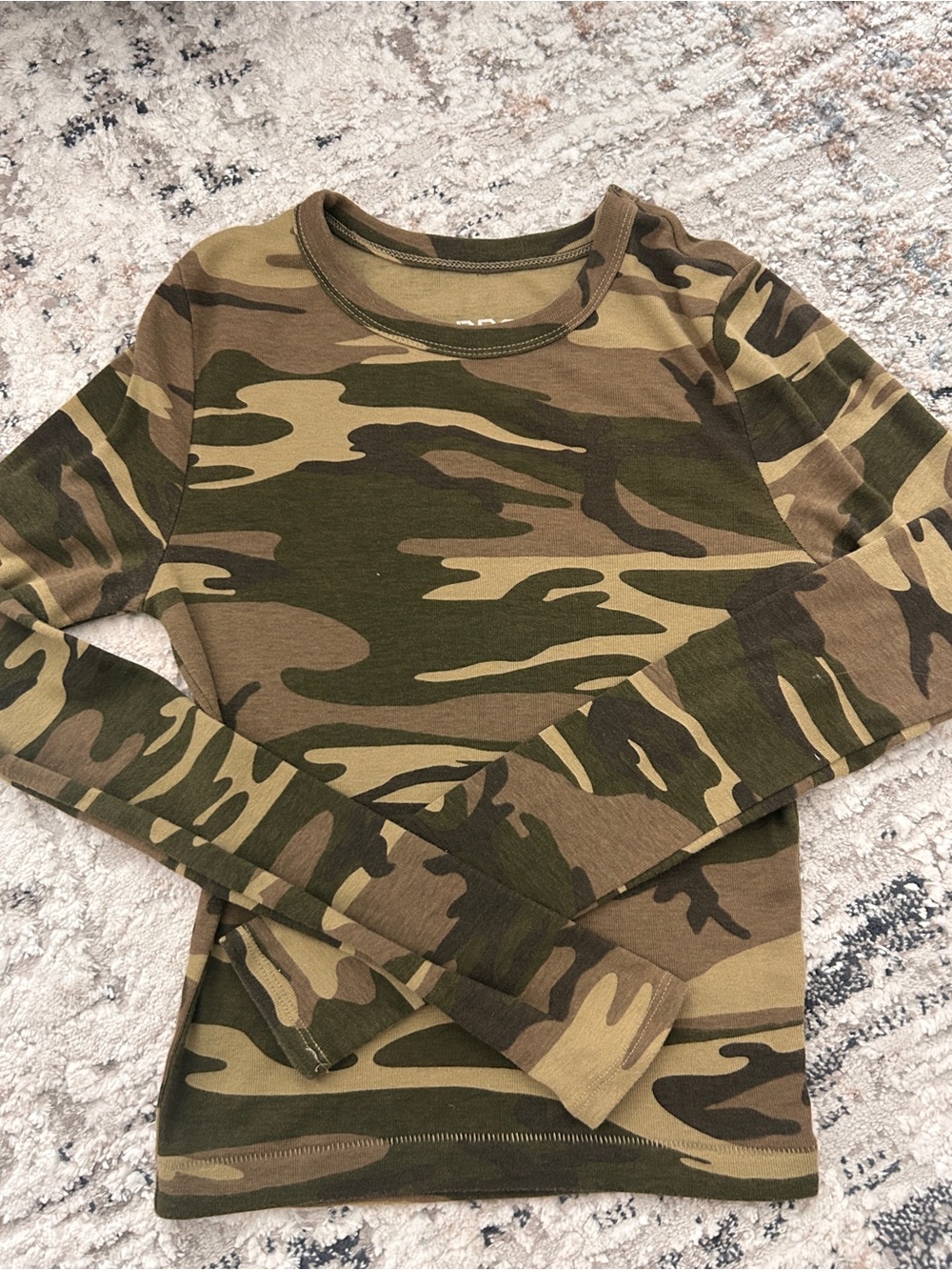 BDG Camo Long Sleeve Top - Olive & Brown